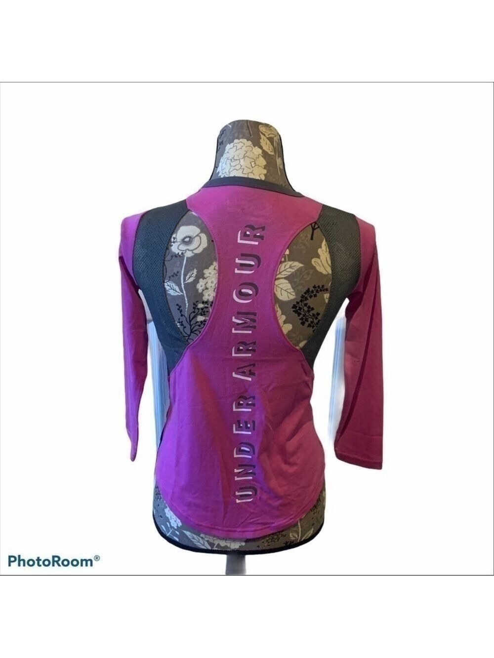 UNDER ARMOUR Pink & Gray Girl’s Long Sleeve Athletic Top small - Picture 3 of 6